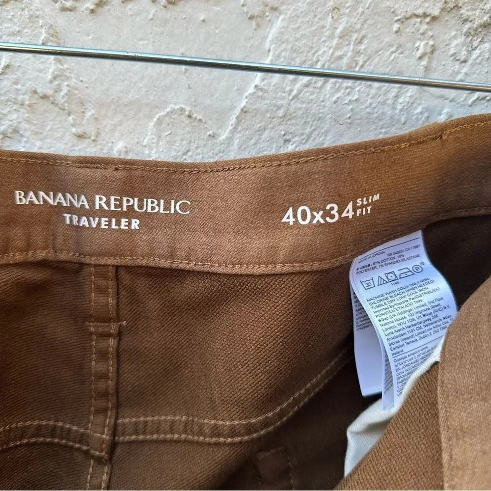 BANANA REPUBLIC Jeans Men 40/34 Traveler Slim Fit Tapered Stretch Brown‎